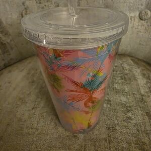 Colorful Tropical Tumbler with Straw